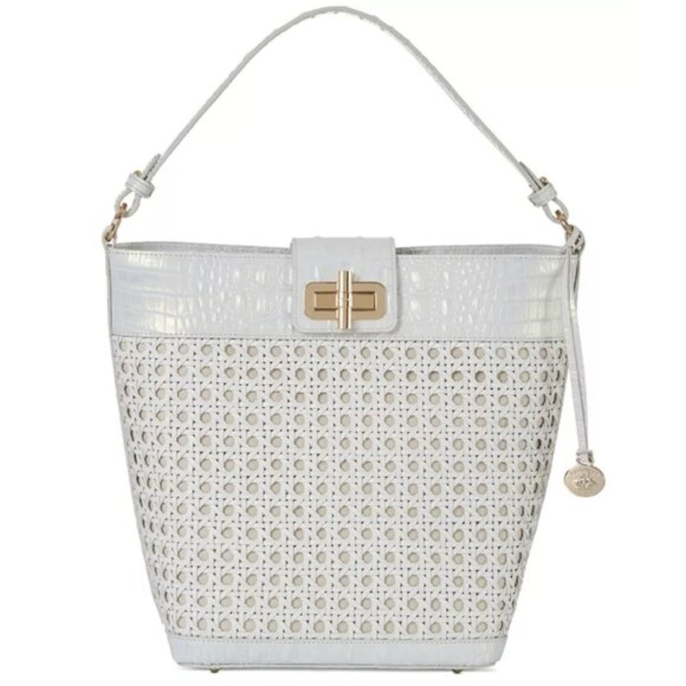 NWOT.. BRAHMIN Shira Shell White Mayfield Leather Bucket Bag ✨, COA, DUST BAG